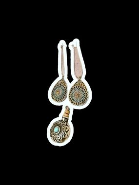 Boho Teardrop Earrings and Pendant Set